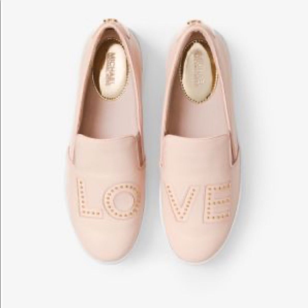 EUC WOMEN’S MICHAEL KORS TRENT SOFT PINK LEATHER SLIP ON SHOES SIZE 10